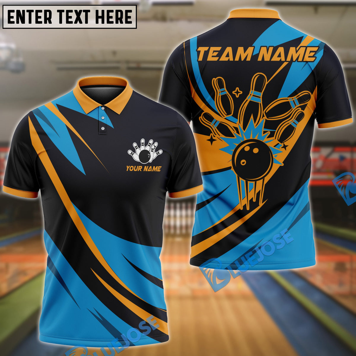 BlueJose Bowling And Pins Retro 2 Customized Name, Team Name 3D Shirt (4 Colors)