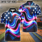 BlueJose Bowling And Pins American Flag Watercolor Customized Name, Team Name 3D Shirt