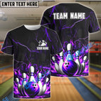 BlueJose Bowling And Pins Inferno Strike Customized Name, Team Name 3D Shirt (4 Colors)