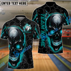 BlueJose Bowling And Pins Fiery Skull Reaper Customized Name, Team Name 3D Shirt (4 Colors)