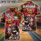 BlueJose Bowling & Pins  Funny Graffiti Cool Cartoon Street Art Design That's Some Bowlshit Customized Name, Team Name 3D Shirt (4 Colors)