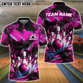 BlueJose Bowling And Pins Neon Flame Customized Name 3D Shirt (4 Colors)