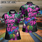 BlueJose Bowling And Pins Bear Scary Teddy Graffiti Style Customized Name, Team Name 3D Shirt (4 Colors)