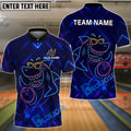 BlueJose Bowling Funny Shark Neon Style Customized Name, Team Name 3D Shirt