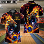 BlueJose Bowling And Pins Fire Raging Lion Customized Name, Team Name 3D Shirt (4 Colors)