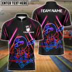 BlueJose Bowling Neon Dabbing Ball & Pins Customized Name, Team Name 3D Shirt (4 Colors)