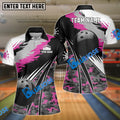 BlueJose Black Ball Pink Camo Bowling Premium Customized Name 3D Shirt For Women