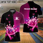 BlueJose Bowling And Pins Pink Ribbon Breast Cancer Awareness Design Customized Name, Team Name 3D Shirt