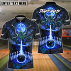 BlueJose Bowling And Pins Dragon Fire Customized Name, Team Name 3D Shirt (4 Colors)