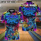 BlueJose Bowling And Pins Graffiti Colorful Bunny Customized Name, Team Name Shirt (4 Colors)