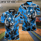 BlueJose Bowling And Pins Tiger Power Blast Customized Name, Team Name 3D Shirt (4 Colors)