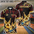 BlueJose Bowling And Pins Strike Warrior Golden Pattern Customized Name 3D Shirt (4 Colors)