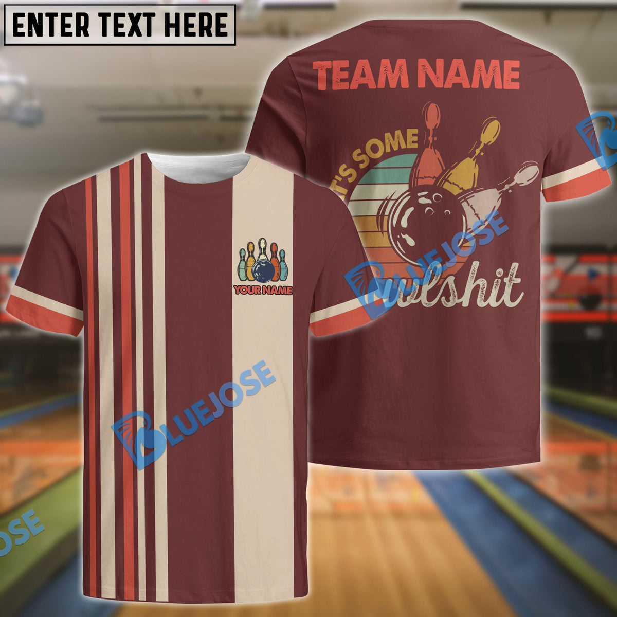 BlueJose Bowling And Pins That's Some Bowlshit Customized Name 3D Shirt (4 Colors)