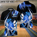 BlueJose Bowling & Pins Neon Swirl Strike Customized Name, Team Name 3D Shirt (4 Colors)
