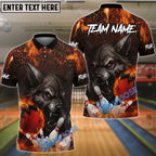 BlueJose Bowling Wolf Strike Flame Customized Name, Team Name 3D Shirt (4 Colors)