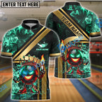 BlueJose Bowling And Pins Royal Fireball Gold Stripe Design Customized Name, Team Name 3D Shirt (4 Colors)
