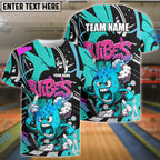 BlueJose Bowling Fireball Graffiti Style Customized Name, Team Name 3D Shirt (4 Colors)