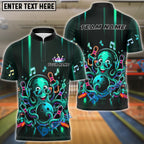 BlueJose Bowling Retro Party Octopus Sunglasses Vibrant Colorful Graphic Customized Name, Team Name 3D Shirt (4 Colors)