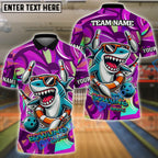 BlueJose Bowling And Pins Funny Shark Graffiti Pattern Customized Name, Team Name 3D Shirt (4 Colors)
