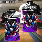 BlueJose Bowling And Pins American Eagle Customized Name, Team Name 3D Shirt (4 Colors)