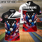 BlueJose Bowling And Pins American Eagle Customized Name, Team Name 3D Shirt (4 Colors)