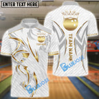 BlueJose Bowling And Pins White Royal Crown Design Customized Name, Team Name 3D Shirt (4 Colors)