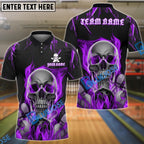 BlueJose Bowling And Pins Flaming Skull Personalized Name, Team Name 3D Shirt (4 Colors)