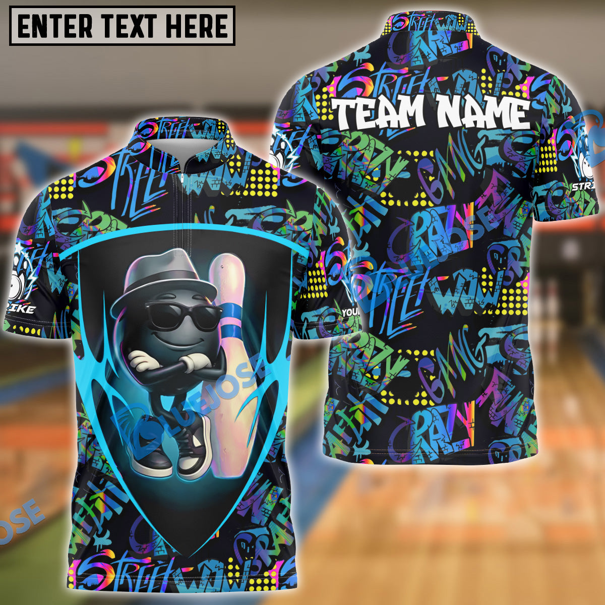 BlueJose Bowling Street Style Funny Ball Customized Name, Team Name 3D Shirt (4 Colors)
