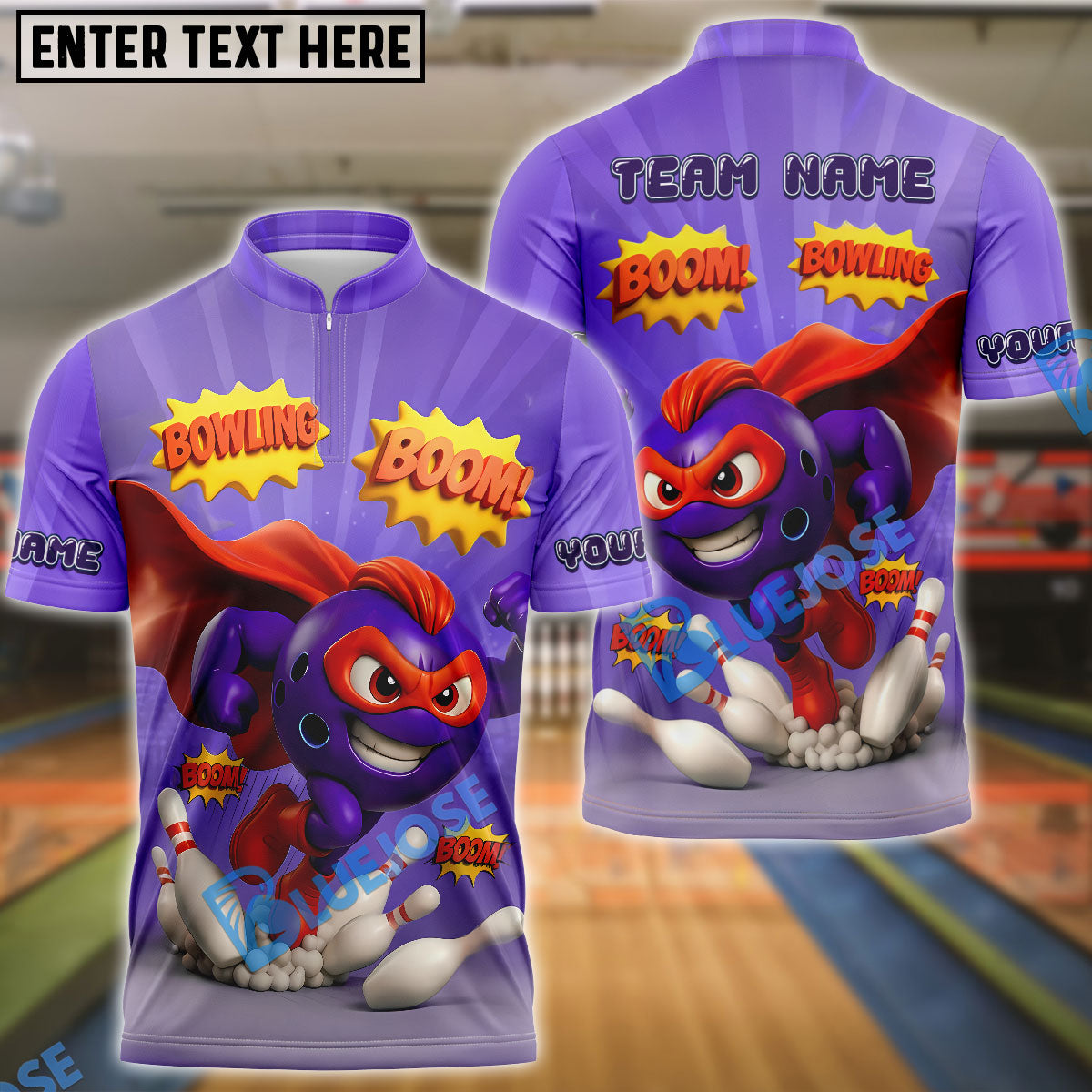 BlueJose Bowling And Pins  Super Bowling Boom Customized Name, Team Name 3D Shirt (4 Colors)