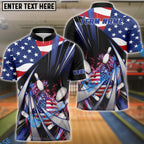 BlueJose Bowling Patriotic Stars Stripes Strike Burst Personalized Name, Team Name 3D Shirt