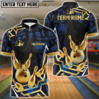 BlueJose Bowling And Pins Strike Warrior Golden Pattern Customized Name 3D Shirt (4 Colors)