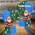 BlueJose Bowling Ball & Pins Merry Christmas Santa Multicolor Option Customized Name 3D Shirt (3 Colors)