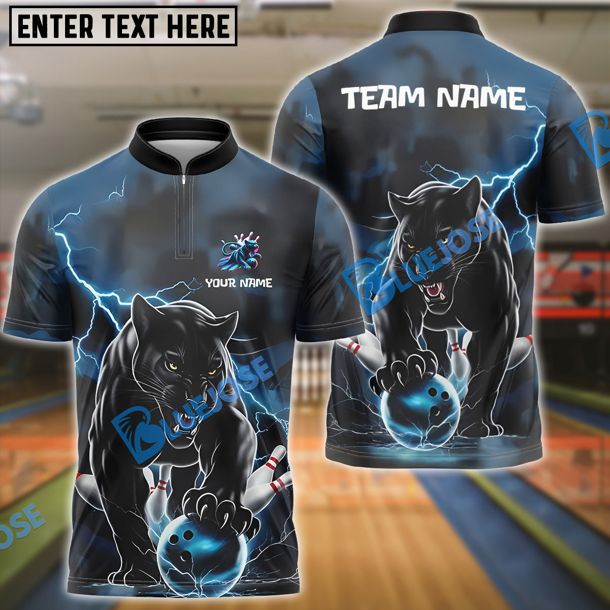 BlueJose Bowling And Pins Fierce Panther Customized Name, Team Name 3D Shirt (4 Colors)