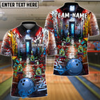 BlueJose Bowling Zombie Pins in Dark Alley Customized Name, Team Name 3D Shirt (4 Colors)