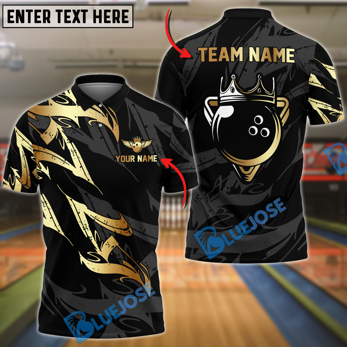 BlueJose Bowling Golden Crown Customized Name 3D Shirt (4 Colors)