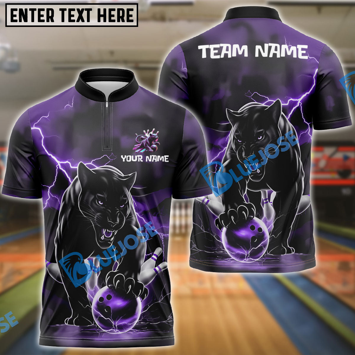 BlueJose Bowling And Pins Fierce Panther Customized Name, Team Name 3D Shirt (4 Colors)