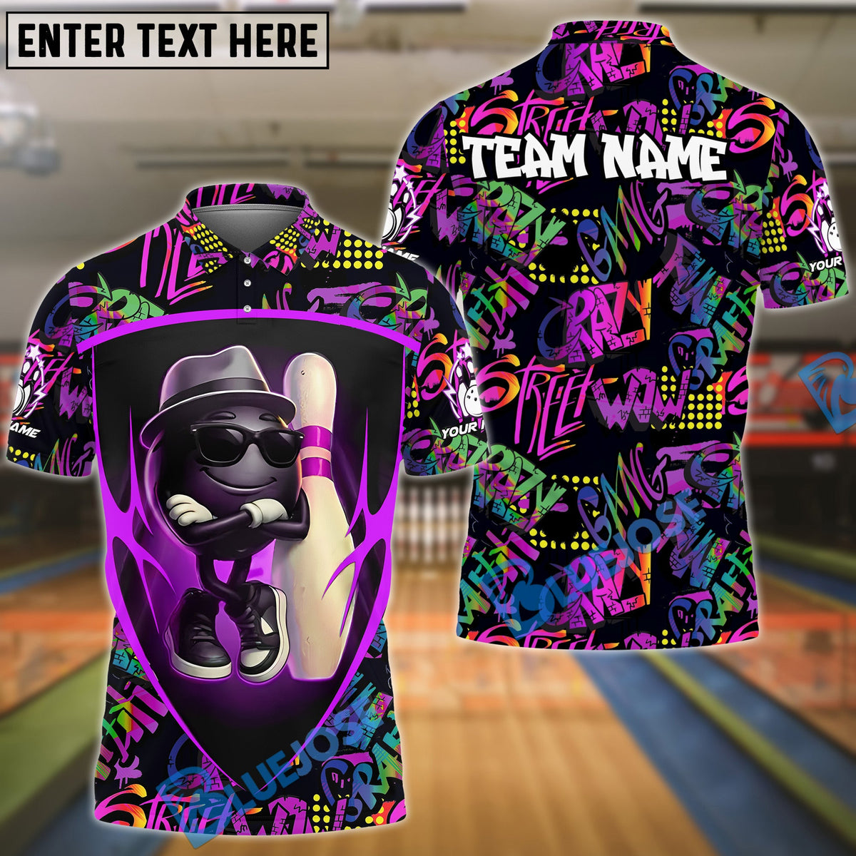 BlueJose Bowling Street Style Funny Ball Customized Name, Team Name 3D Shirt (4 Colors)
