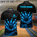 BlueJose Bowling And Pins Fireball Glow Effect Customized Name 3D Shirt (4 Colors)