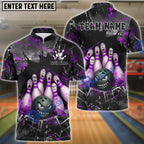 BlueJose Bowling And Pins Horror Strike Scary Pins Angry Ball Design Customized Name, Team Name 3D Shirt (4 Colors)