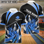 BlueJose Bowling And Pins Fire Spining Spike Customized Name 3D Shirt (6 Colors)
