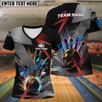 BlueJose Bowling And Pins Basic Thunder Customized Name 3D Shirt (4 Colors)