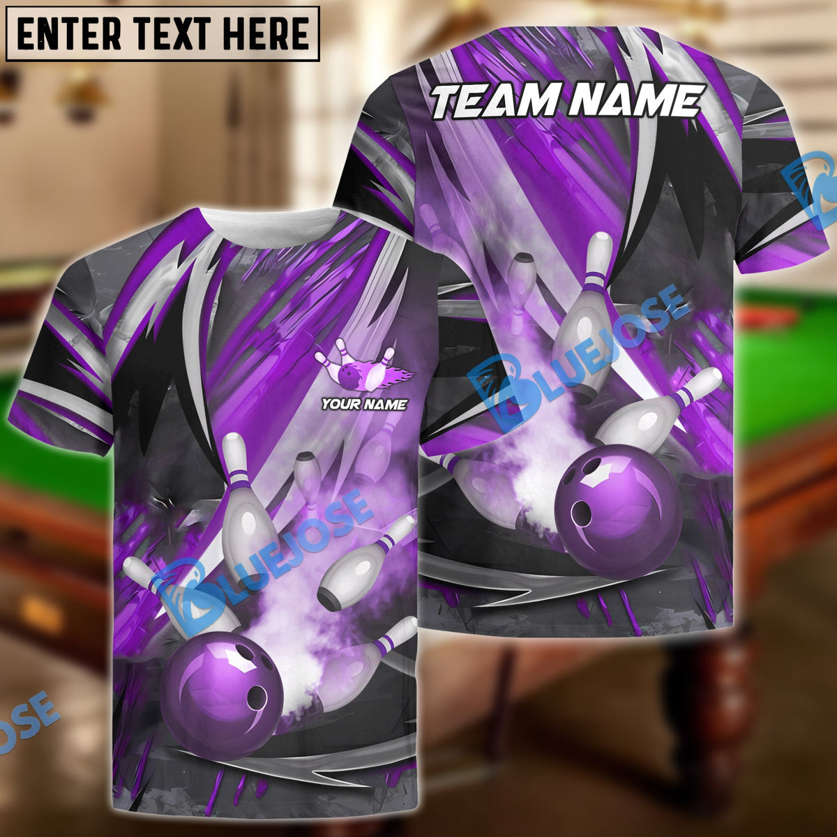BlueJose Bowling And Pins Dejavu Drift Multicolor Customized Name 3D Shirt (4 Colors)