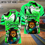 BlueJose Bowling Ball & Pins Angry Bear Customized Name, Team Name 3D Shirt (4 Colors)