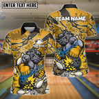 BlueJose Bowling And Pins Boxing Bulldog Explosion Cartoon Style Customized Name, Team Name 3D Shirt (4 Colors)