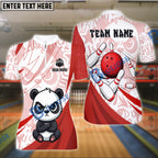 BlueJose Bowling & Pins Cute Panda Cartoon Design Customized Name, Team Name 3D Shirt (4 Colors)