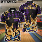 BlueJose Bowling And Pins Strike Warrior Golden Pattern Customized Name 3D Shirt (4 Colors)