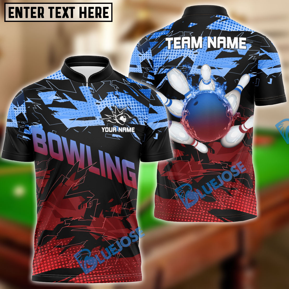 BlueJose Bowling And Pins Halfway Round Of The World Customized Name 3D Shirt (4 Colors)