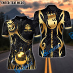 BlueJose Bowling & Pins Golden Crown King Luxury Style Customized Name, Team Name 3D Shirt (6 Colors)
