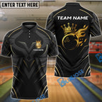 BlueJose Bowling Golden Royal Flame Customized Name, Team Name 3D Shirt (4 Colors)