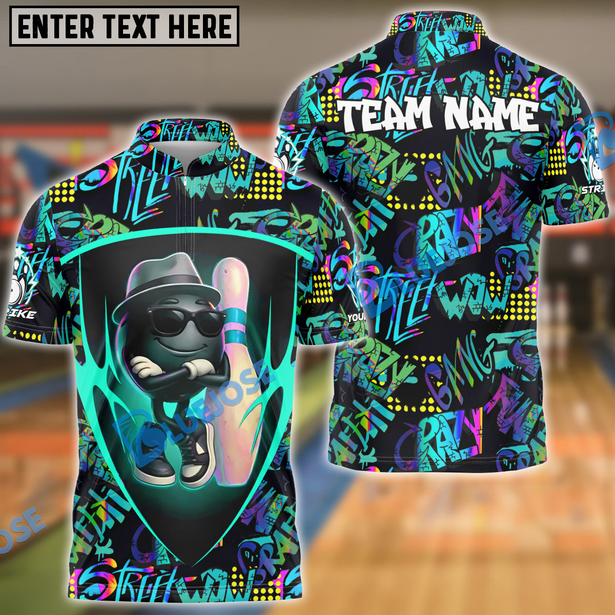BlueJose Bowling Street Style Funny Ball Customized Name, Team Name 3D Shirt (4 Colors)